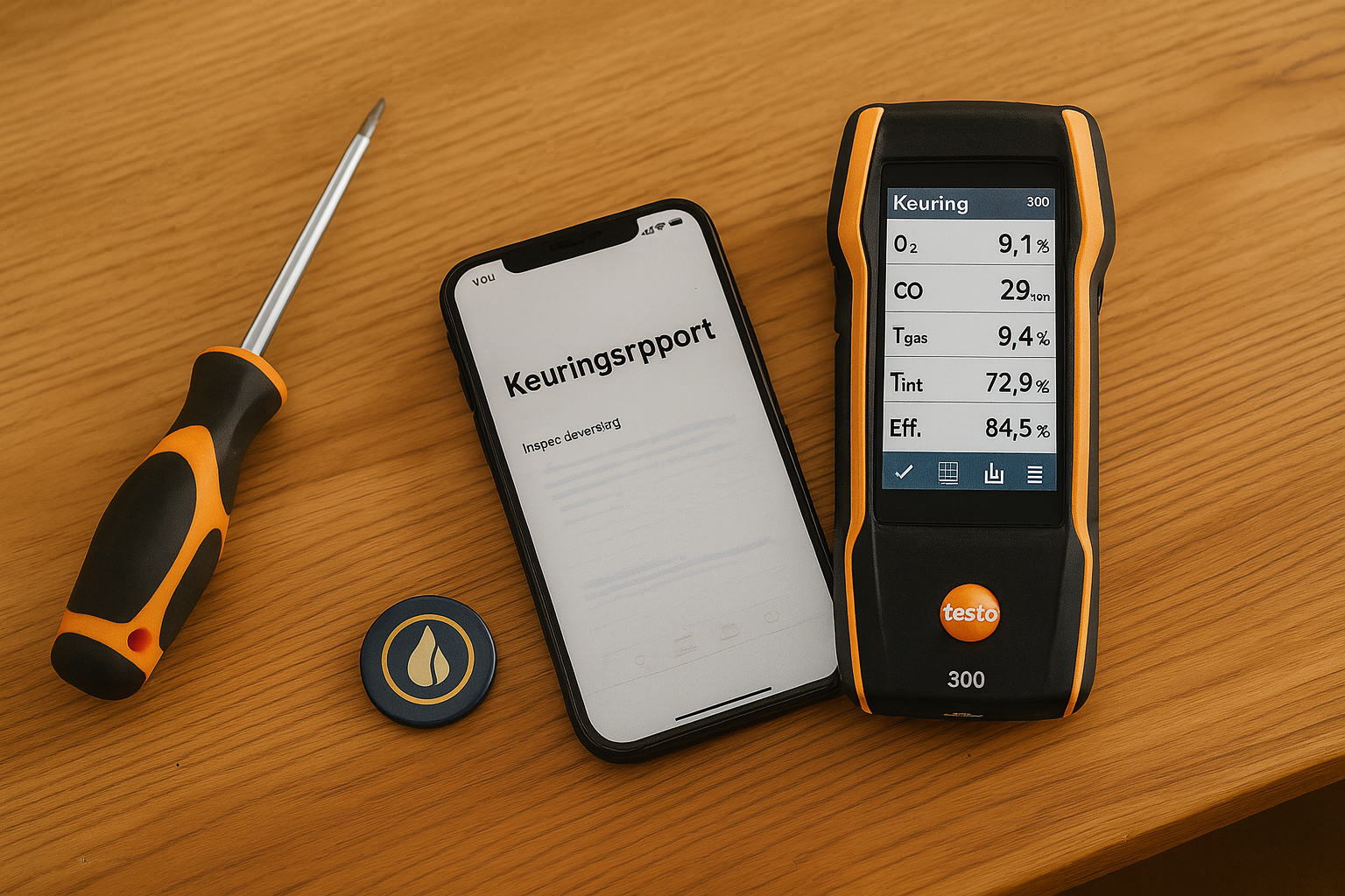 Technicus controleert gasketel tijdens keuring in Deurne