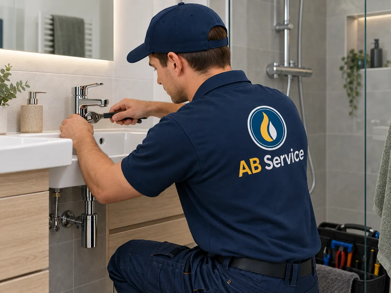 AB Service vernieuwt de aansluiting van een sanitair toestel